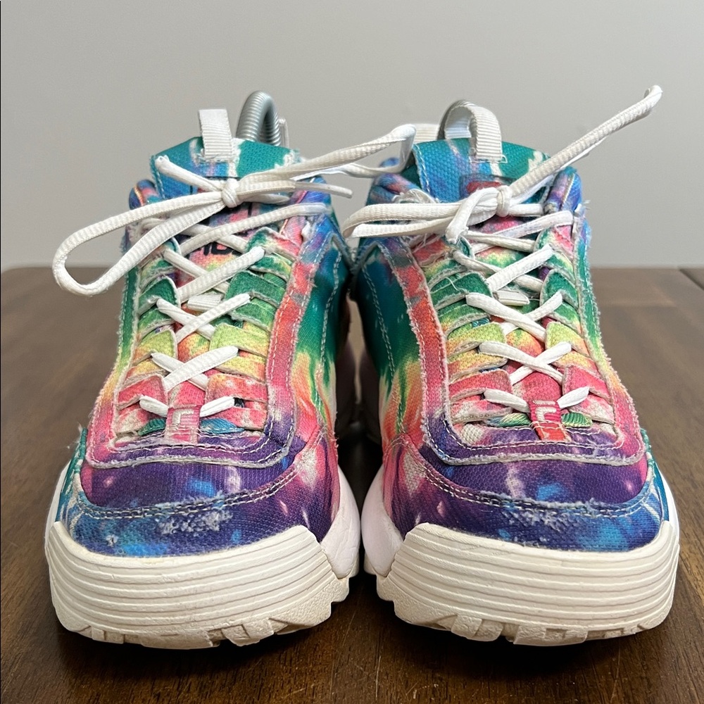FILA Tie-Dye Canvas Disruptor Sneakers Chunk Platform Womens Size 8 - Picture 3 of 15